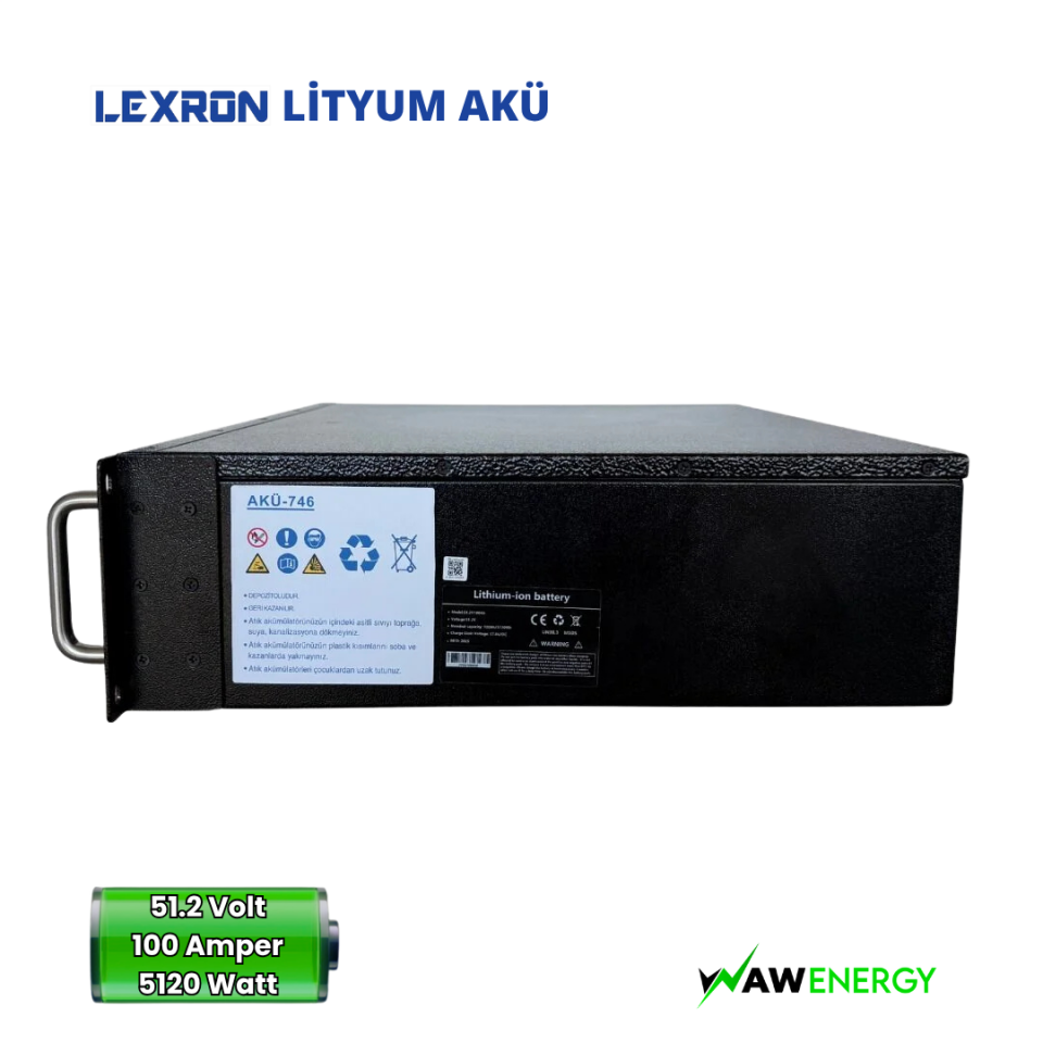 Lexron 51.2 V 100 Ah Lityum Akü - 5120 W LiFePO₄ Premium Serisi