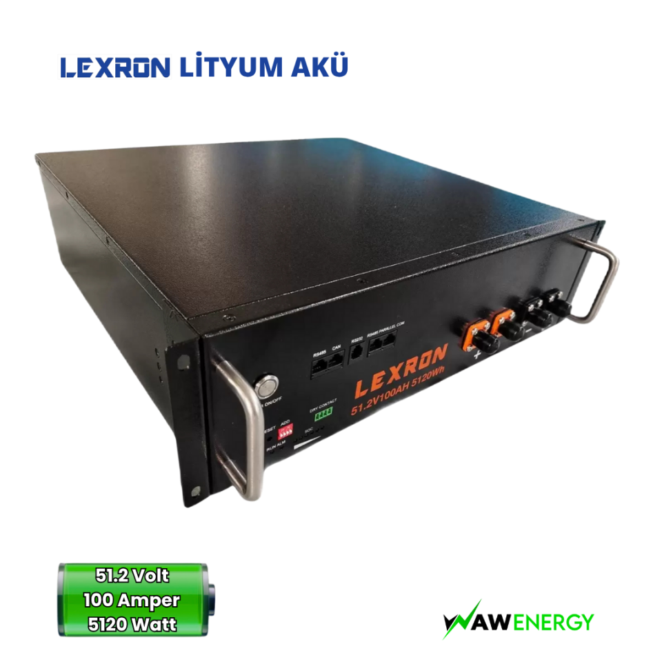 Lexron 51.2 V 100 Ah Lityum Akü - 5120 W LiFePO₄ Premium Serisi