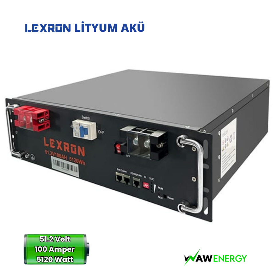 Lexron 51.2 V 100 Ah Lityum Akü - 5120 W LiFePO₄ Premium Serisi