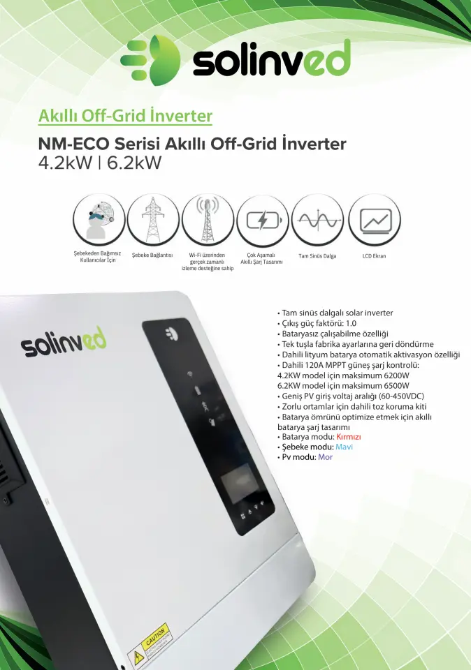 Solinved NM-ECO 6.2 KW MPPT OFF-GRID AKILLI INVERTER