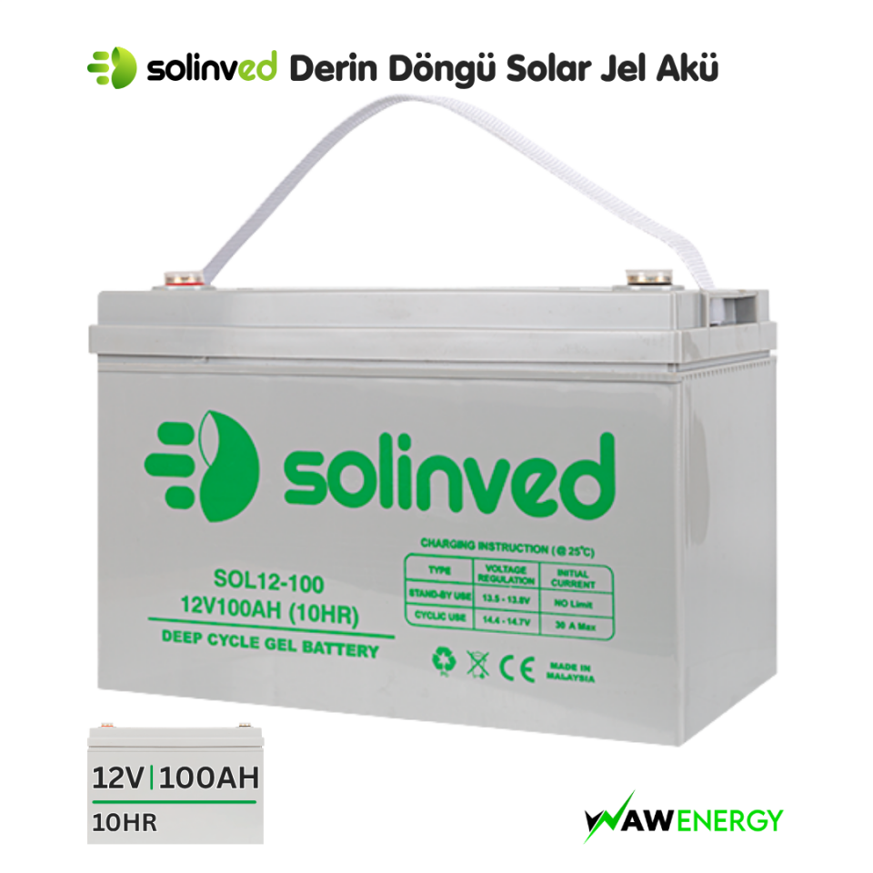 Solinved 12V 100Ah Solar Jel Akü