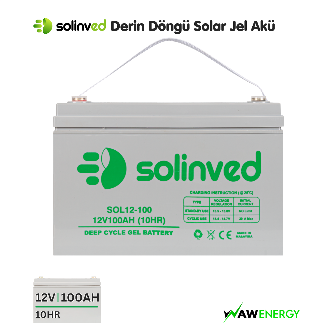 Solinved 12V 100Ah Solar Jel Akü