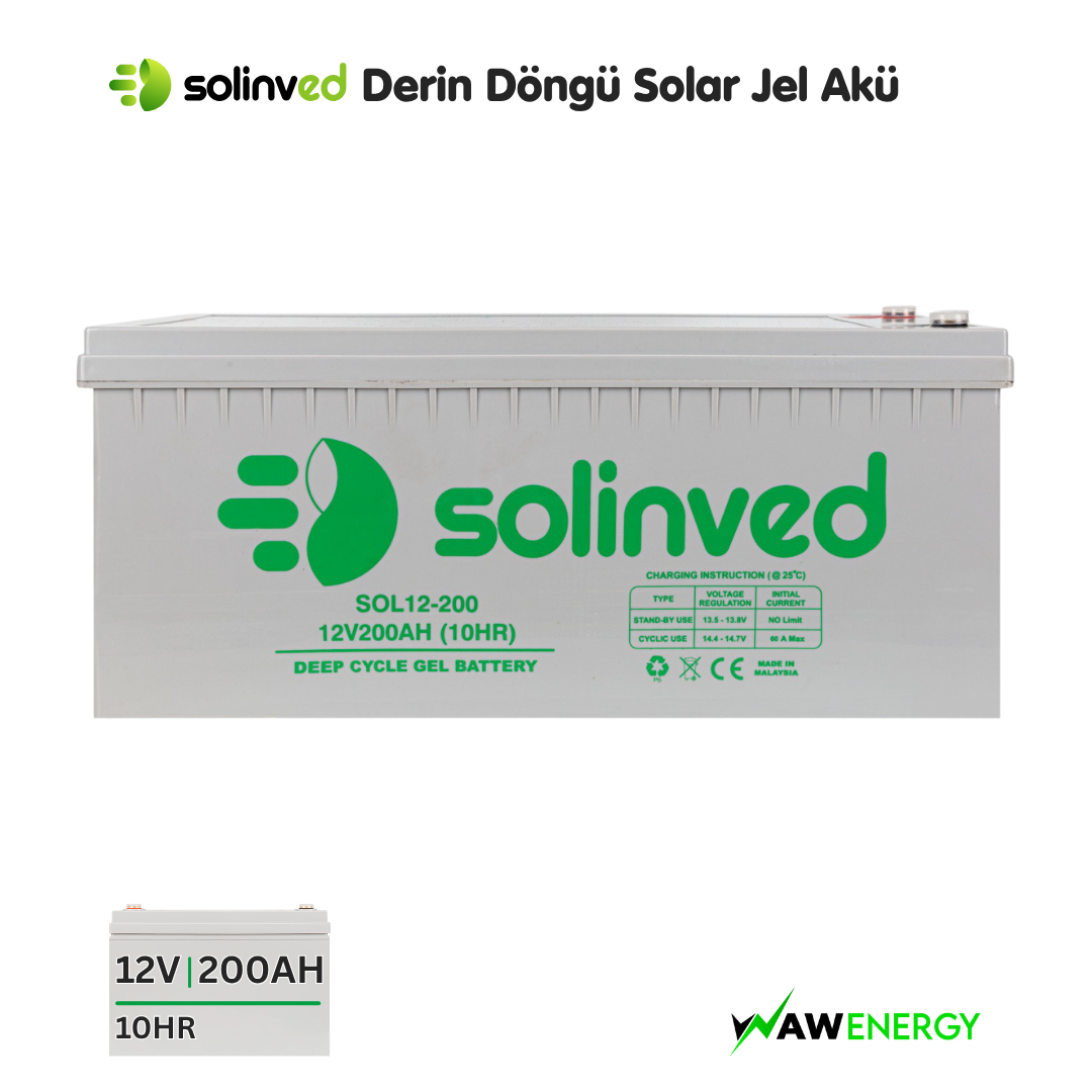 Solinved 12V 200Ah Solar Jel Akü