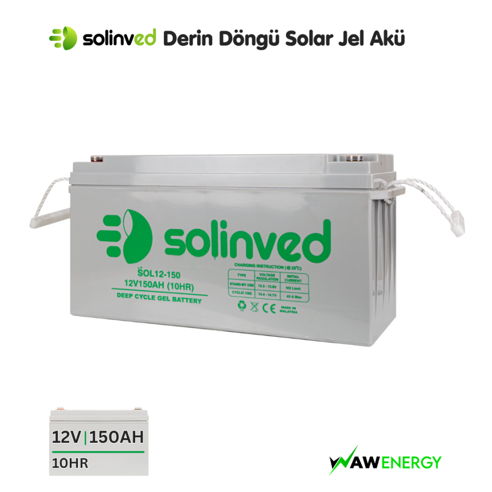 Solinved 12V 150Ah Solar Jel Akü