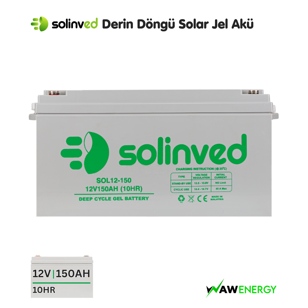 Solinved 12V 150Ah Solar Jel Akü