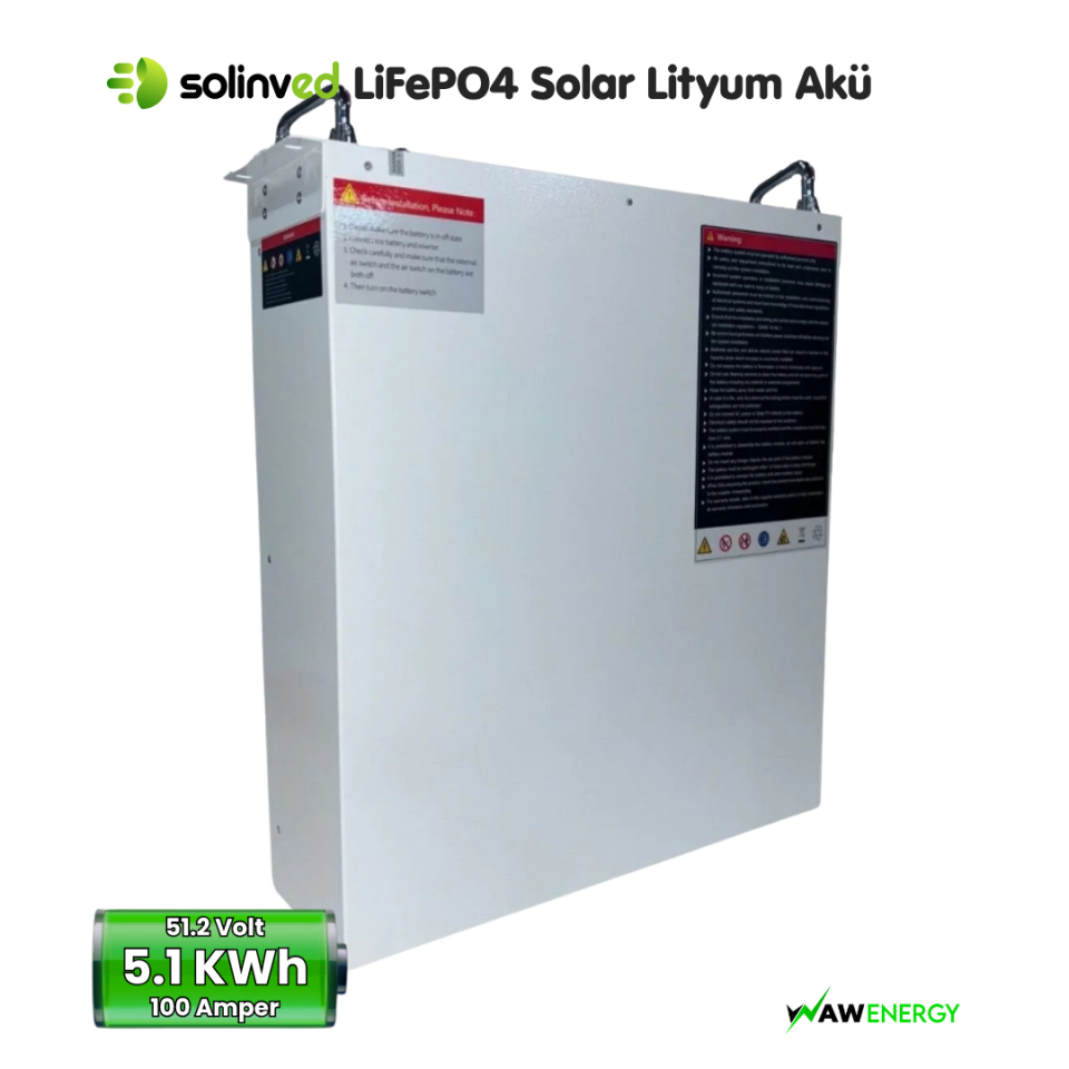 Solinved 51.2 V 100Ah Lityum Akü - LiFePo4 Serilenebilir Akü