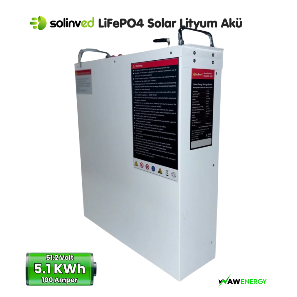 Solinved 51.2 V 100Ah Lityum Akü - LiFePo4 Serilenebilir Akü