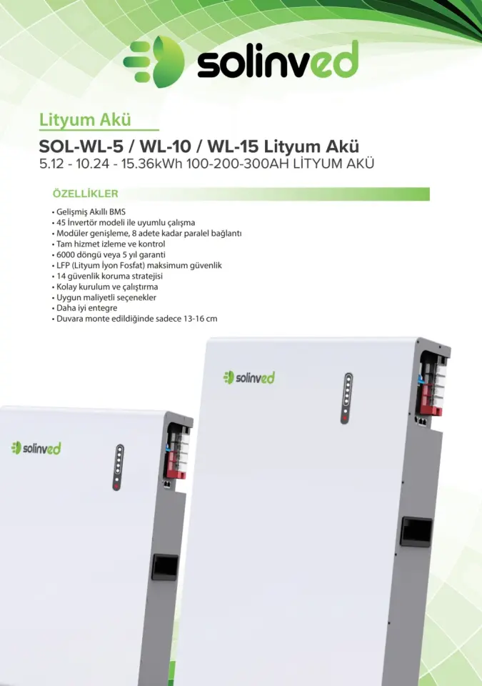 Solinved 15,36 KWh 300Ah Lityum İyon Akü - LiFePo4 Akü