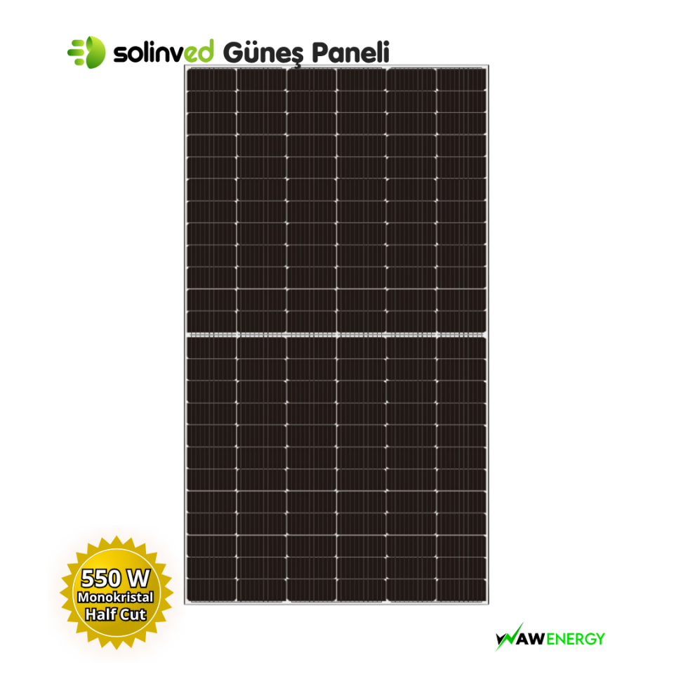 Solinved 550 Watt Monokristal Half Cut Güneş Paneli - 144 Hücre