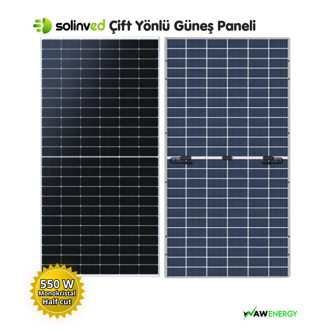Solinved 550 Watt Bifacial Çift Yönlü Half Cut Güneş Paneli