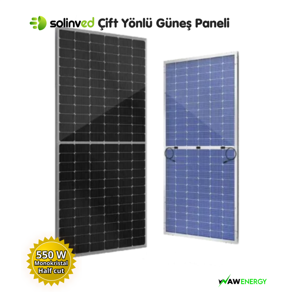 Solinved 550 Watt Bifacial Çift Yönlü Half Cut Güneş Paneli