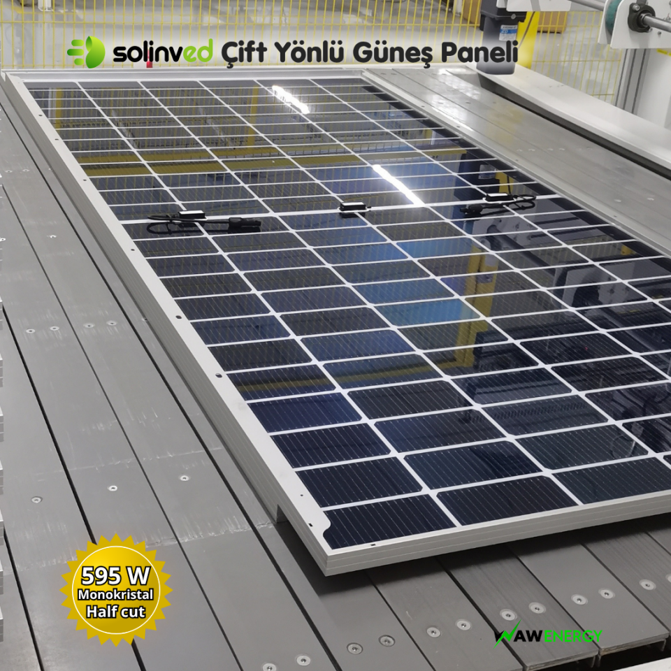 Solinved 595 Watt Topcon Bifacial Çift Yönlü Half Cut Güneş Paneli