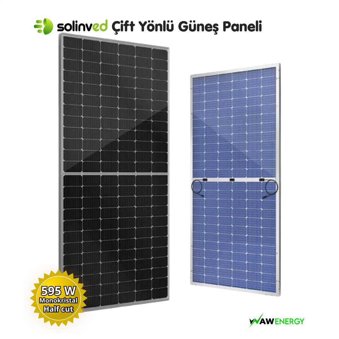Solinved 595 Watt Topcon Bifacial Çift Yönlü Half Cut Güneş Paneli