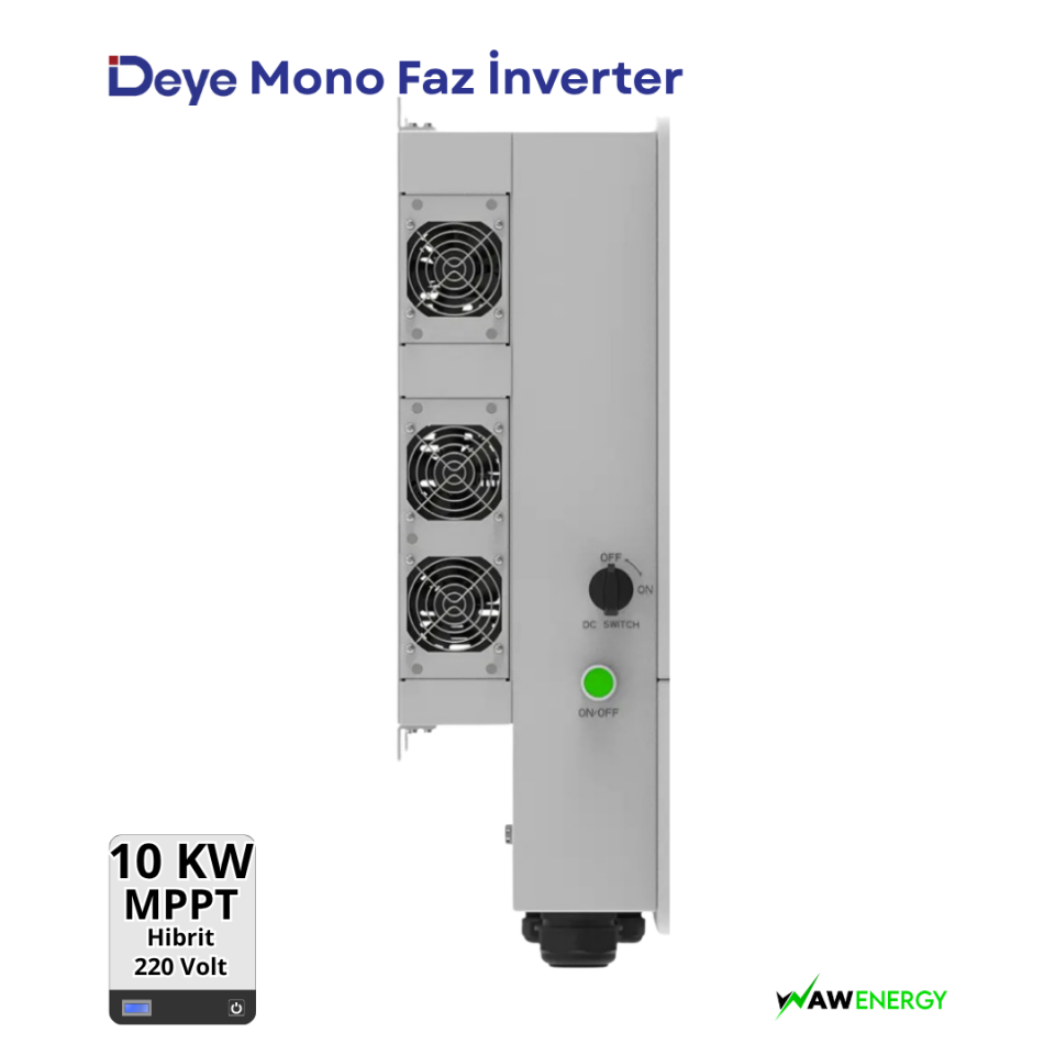 Deye 10 kW Tek Faz Hibrit İnverter LV - 3 MPPT 48V Uyumlu