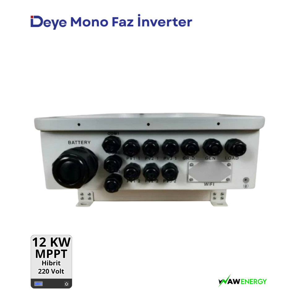 Deye Monofaze 12Kw 48Volt Hibrit Ongrid/Offgrid Solar İnverter - 3 MPPT 6 String