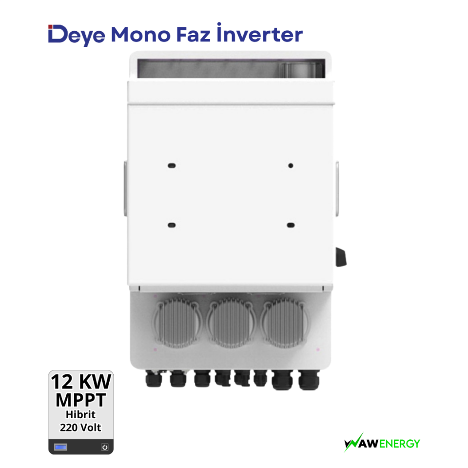 Deye Monofaze 12Kw 48Volt Hibrit Ongrid/Offgrid Solar İnverter - 3 MPPT 6 String