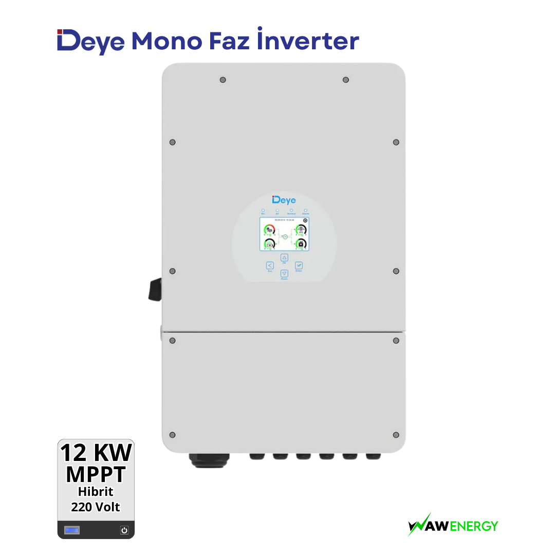 Deye Monofaze 12Kw 48Volt Hibrit Ongrid/Offgrid Solar İnverter - 3 MPPT 6 String