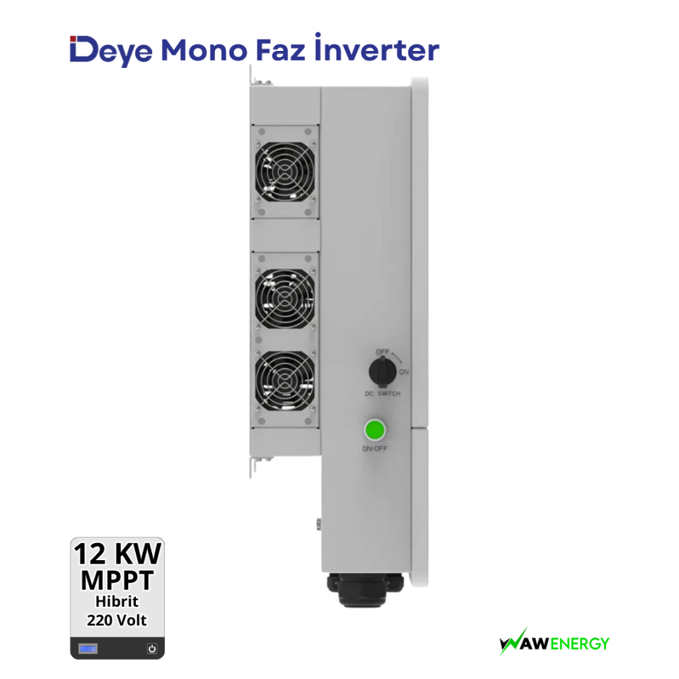 Deye Monofaze 12Kw 48Volt Hibrit Ongrid/Offgrid Solar İnverter - 3 MPPT 6 String