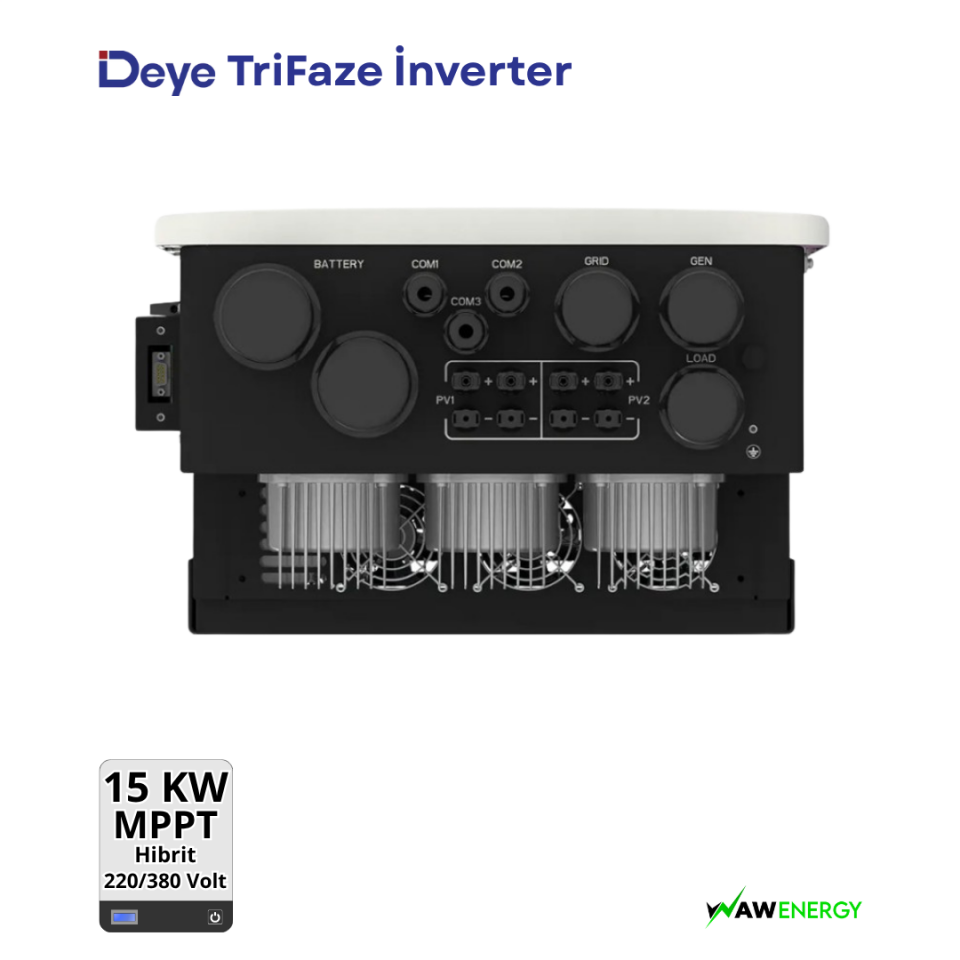 Deye Trifaze 15Kw 48Volt Hibrit Ongrid/Offgrid Solar İnverter - 2 MPPT 4 String