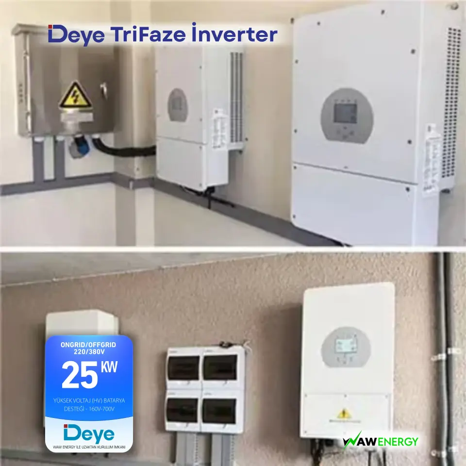 Deye Trifaze 25Kw HV Hibrit SG01HP3-EU-AM2 Ongrid/Offgrid Solar İnverter - 2 MPPT 4 String