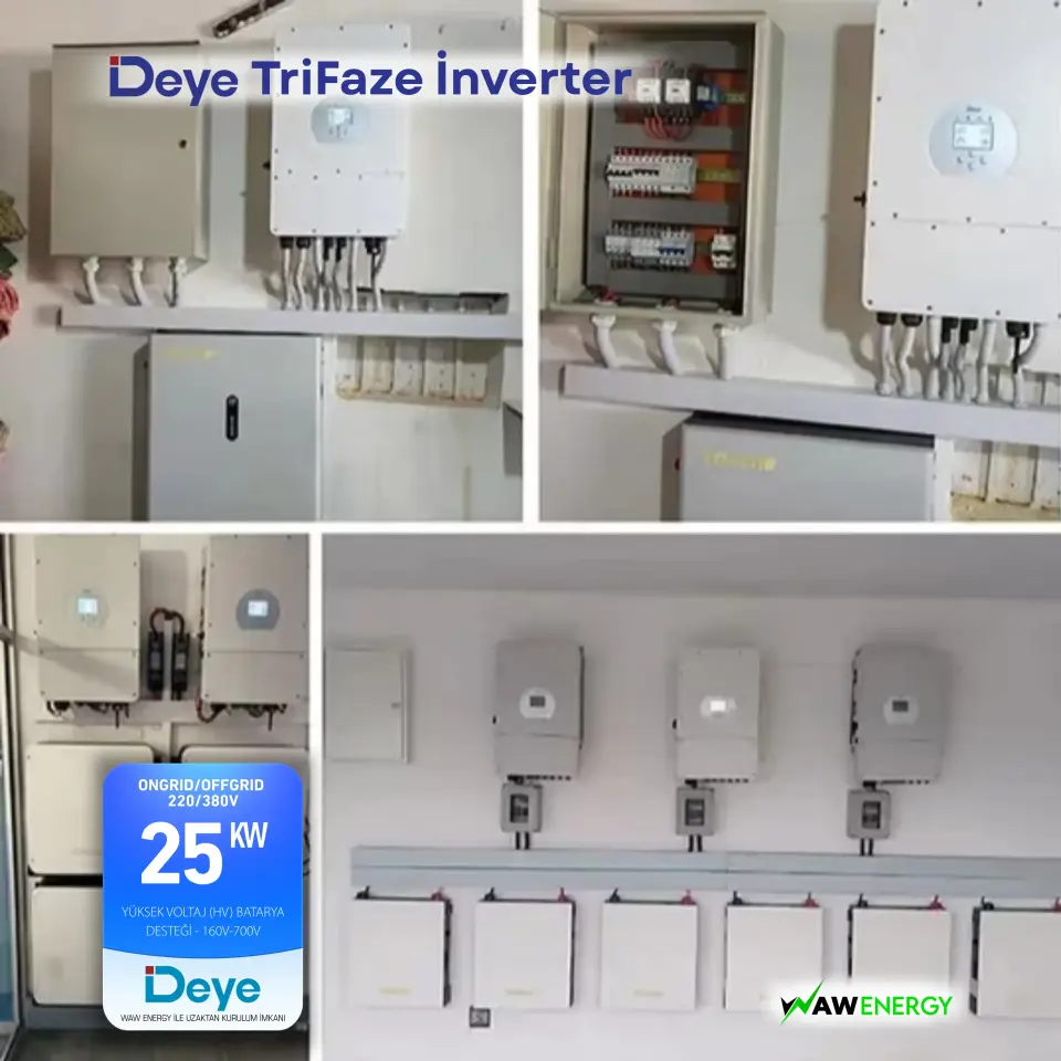 Deye Trifaze 25Kw HV Hibrit SG01HP3-EU-AM2 Ongrid/Offgrid Solar İnverter - 2 MPPT 4 String