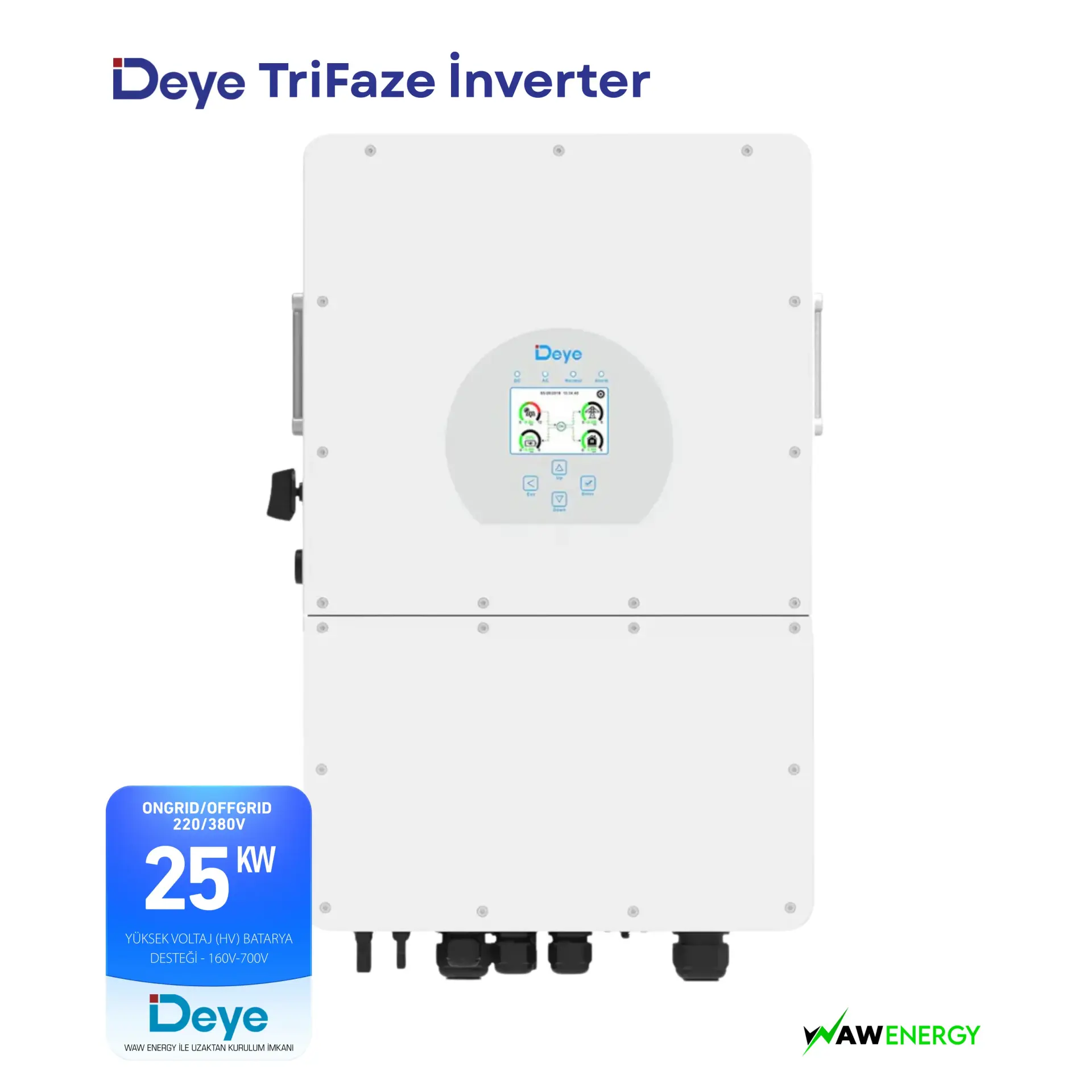 Deye Trifaze 25Kw HV Hibrit SG01HP3-EU-AM2 Ongrid/Offgrid Solar İnverter - 2 MPPT 4 String