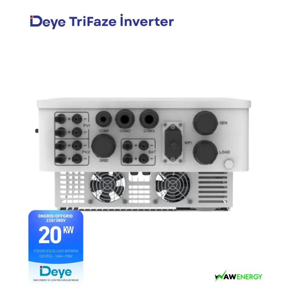 Deye Trifaze 20Kw HV Hibrit SG01HP3-EU-AM2 Ongrid/Offgrid Solar İnverter - 2 MPPT 3 String