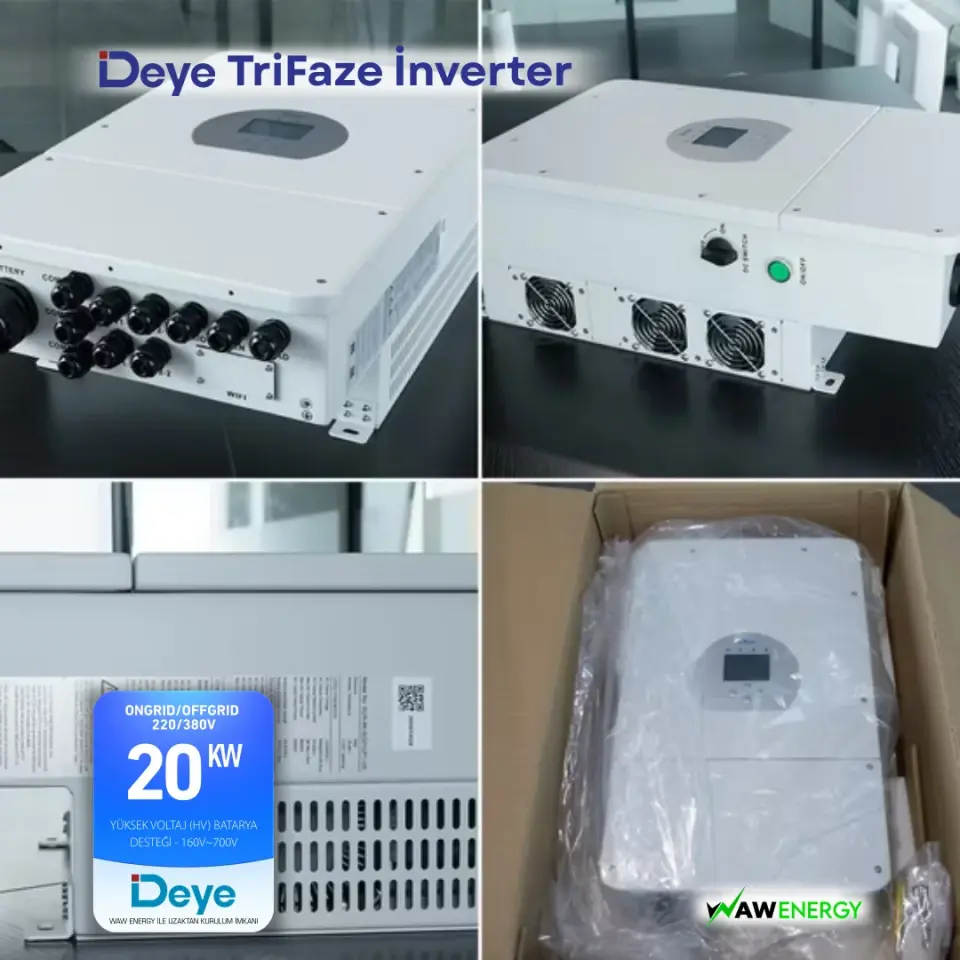 Deye Trifaze 20Kw HV Hibrit SG01HP3-EU-AM2 Ongrid/Offgrid Solar İnverter - 2 MPPT 3 String