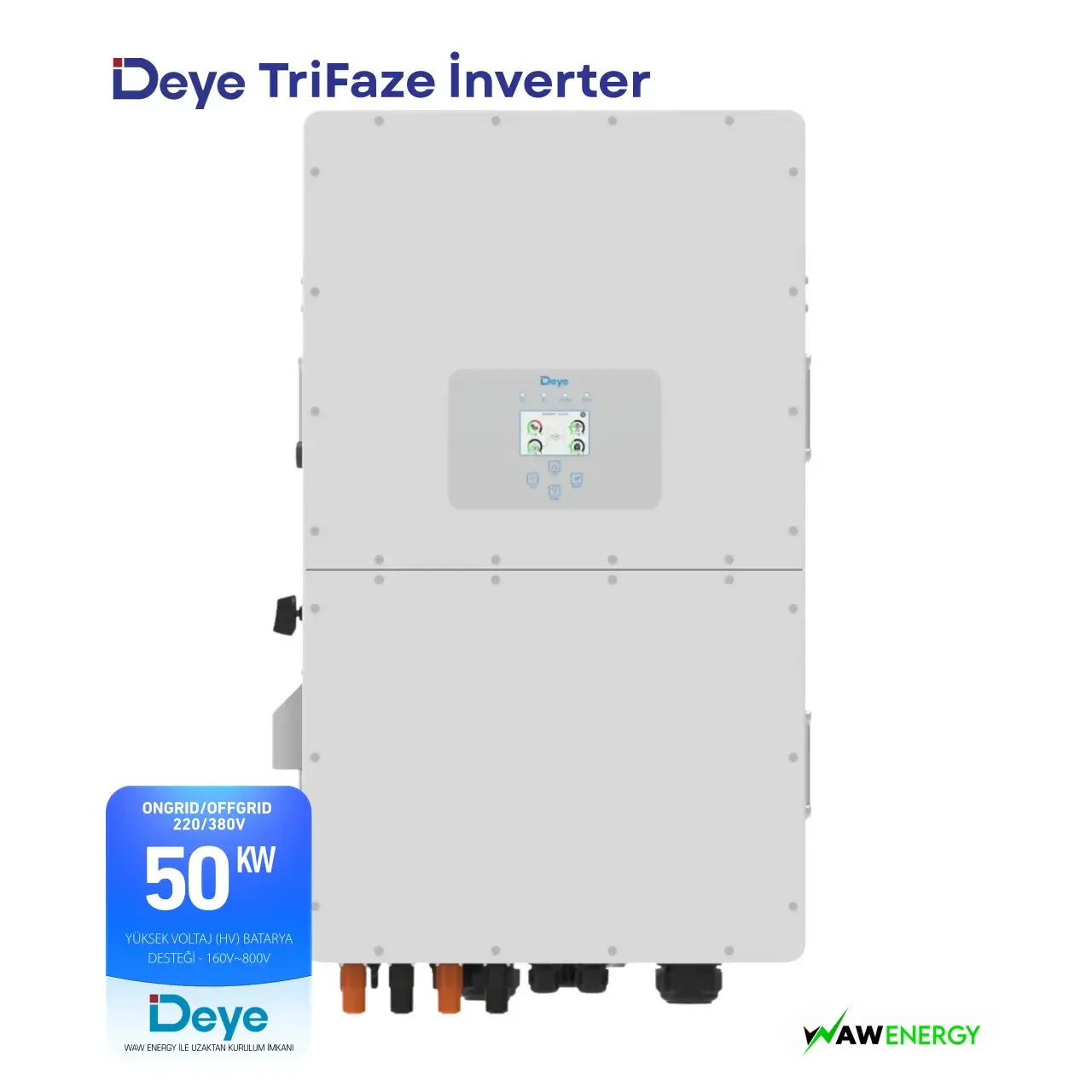 Deye Trifaze 50Kw HV Hibrit SG01HP3-EU-BM3 Ongrid/Offgrid Solar İnverter 160~800Volt - 4 MPPT 8 String