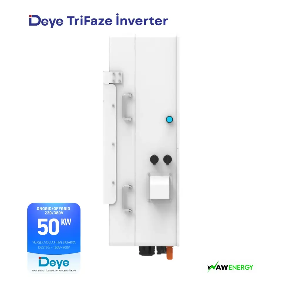 Deye Trifaze 50Kw HV Hibrit SG01HP3-EU-BM3 Ongrid/Offgrid Solar İnverter 160~800Volt - 4 MPPT 8 String