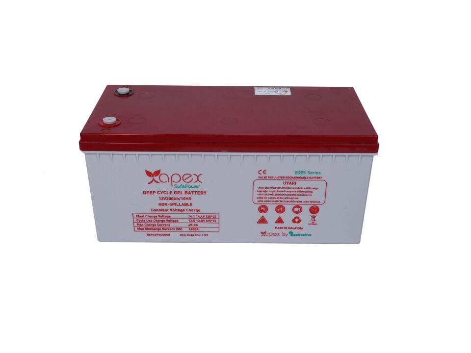 12V 200Ah Safepower Jel Akü Apex - 2026 Üretim