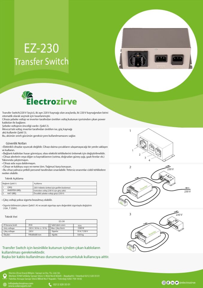 Electrozirve 10A Transfer Switch