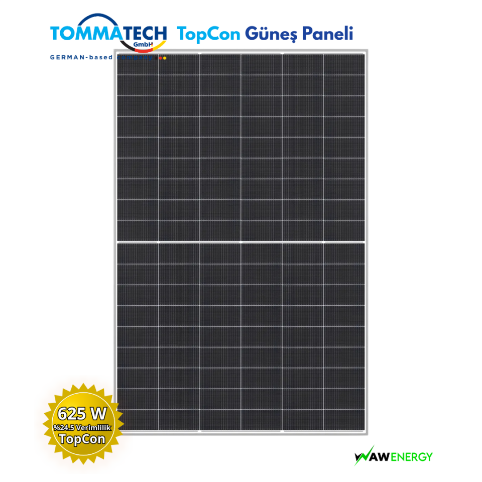 TommaTech 625 Watt 108TN M12 TopCon Diamond Plus Güneş Paneli