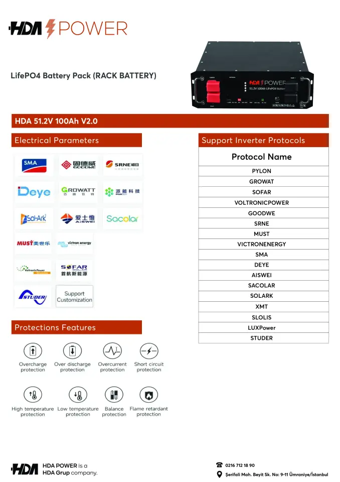 HDA Power 51.2V 100 Amper ESS Rack Modülü Lifepo4 Lityum Akü