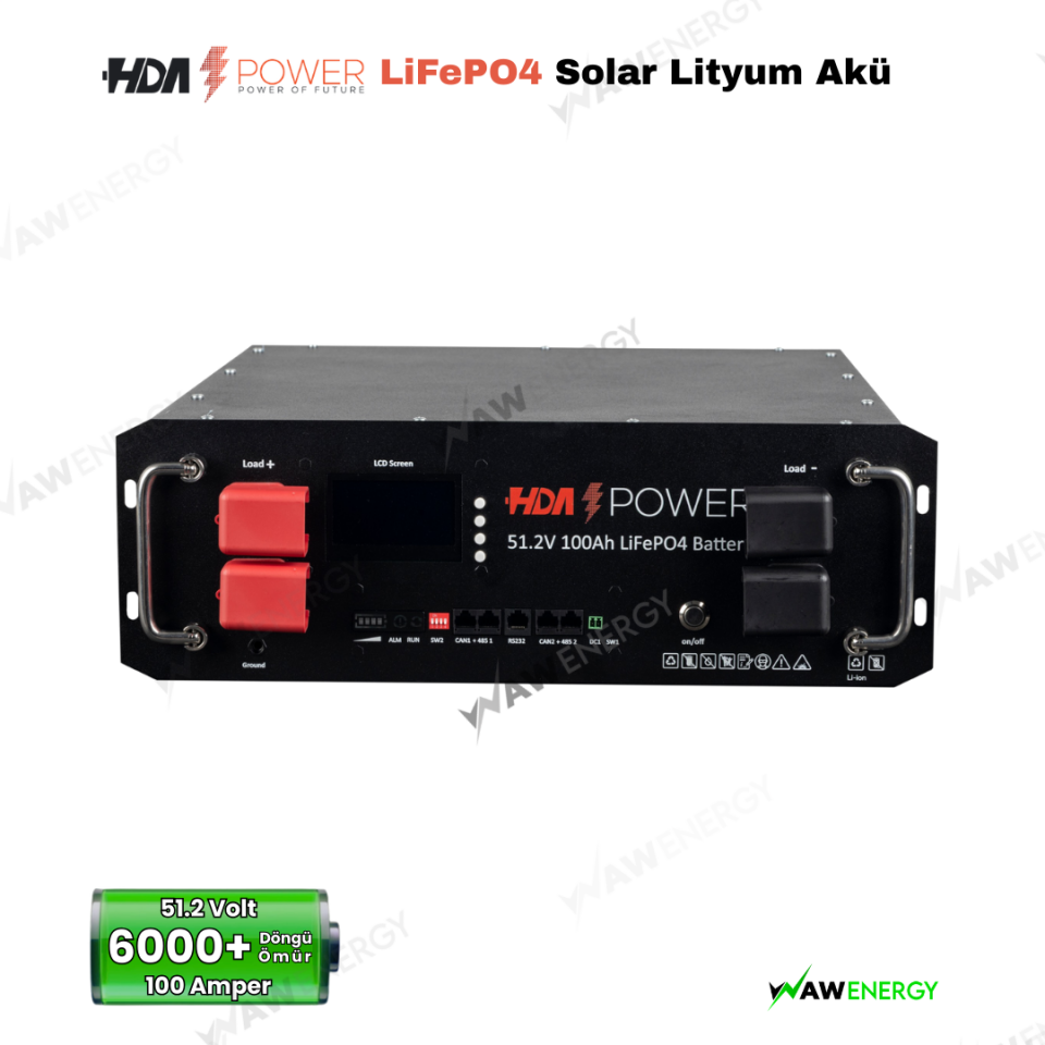HDA Power 51.2V 100 Amper ESS Rack Modülü Lifepo4 Lityum Akü