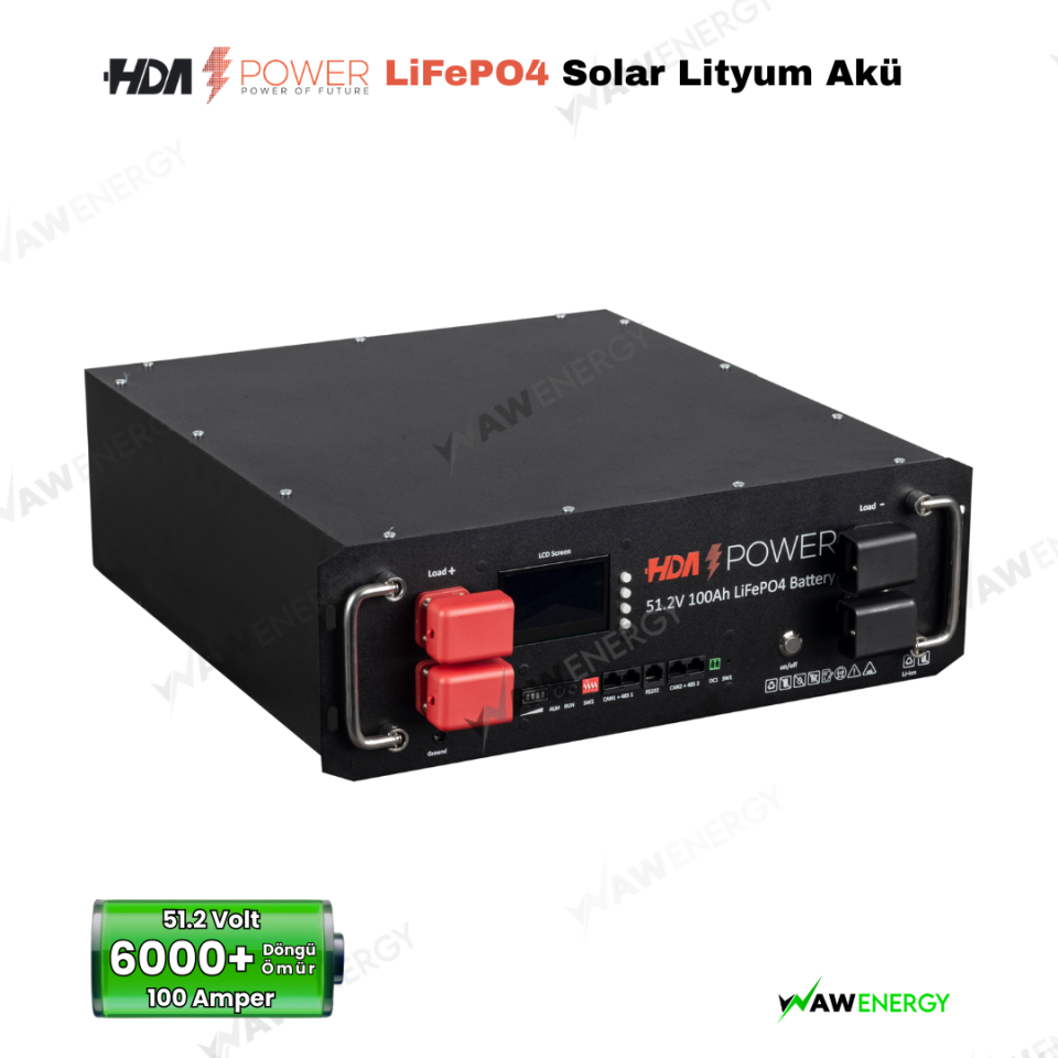 HDA Power 51.2V 100 Amper ESS Rack Modülü Lifepo4 Lityum Akü
