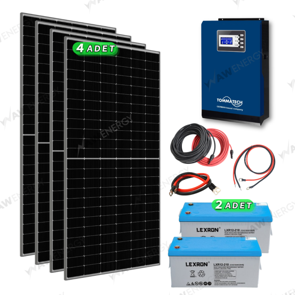 TommaTech 3kW Akıllı İnverterli Güneş Enerjisi Bağ Evi L Paketi