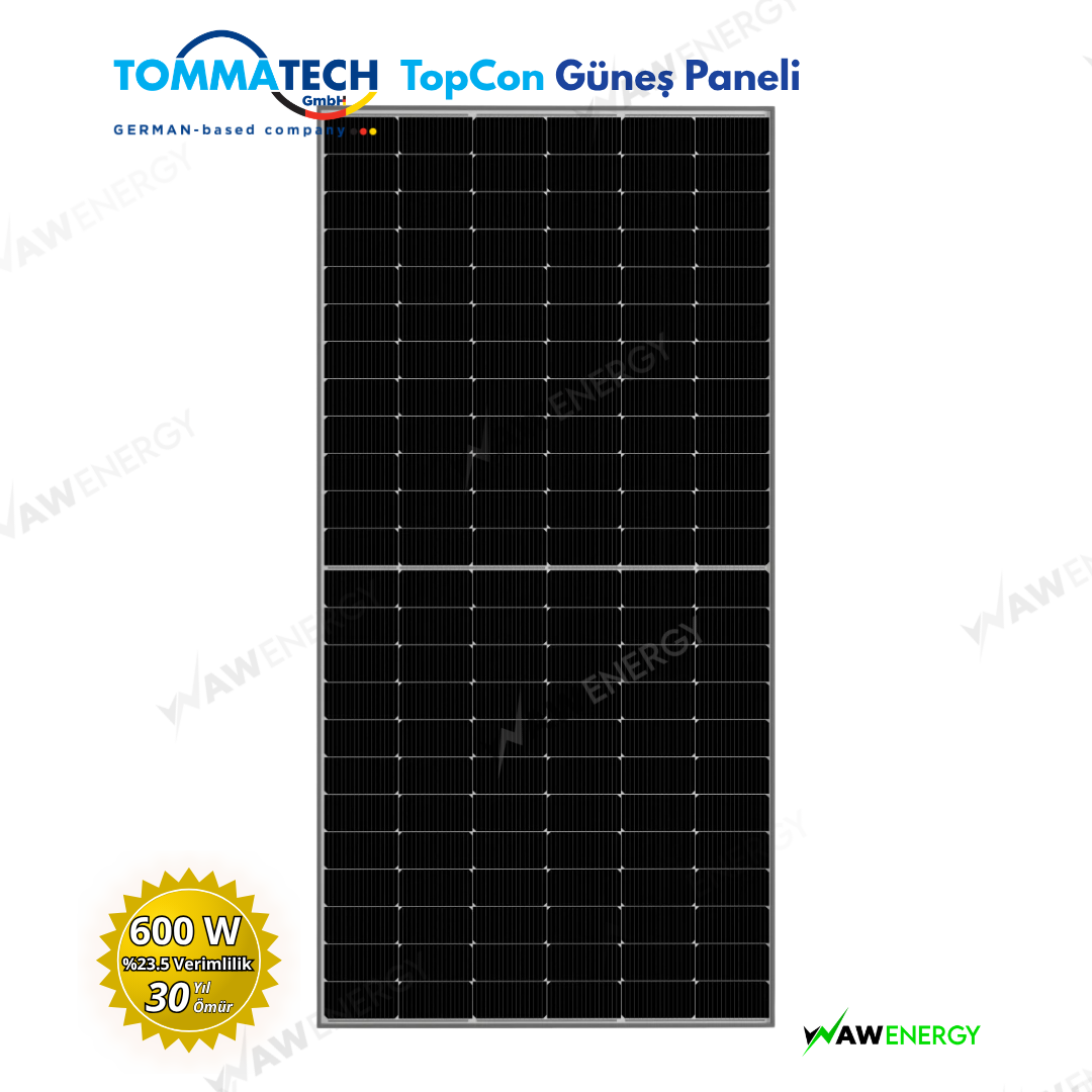TommaTech 620Wp 144TN M10 Topcon Monokristal Güneş Paneli